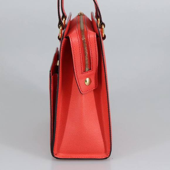 CELINE Hand Bag Leather Orange Gold Auth 97815 - Picture 4 of 16